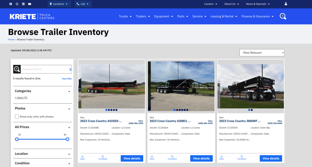Kriete Trucks Trailer Inventory Example